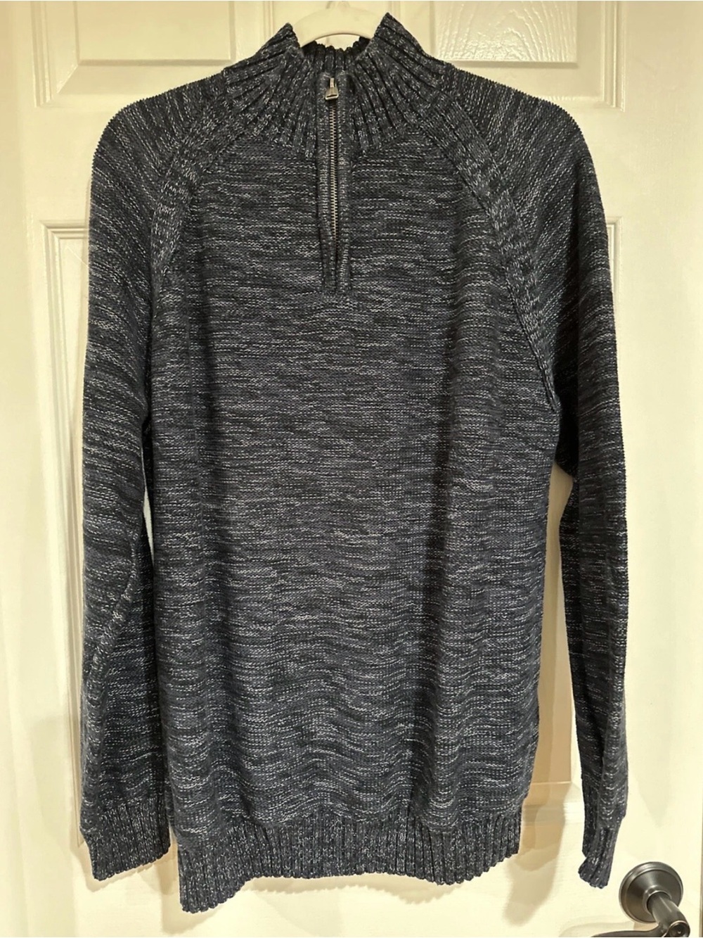 Lucky Brand Men's XL Long Sleeve Pullover 1/4 Zip Sweater Navy Heathered EUC